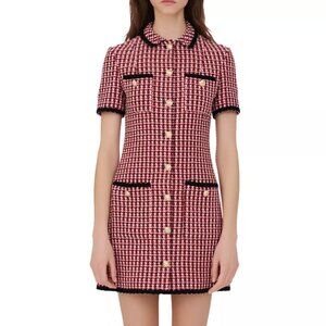 Maje Pink and Black Tweed Dress